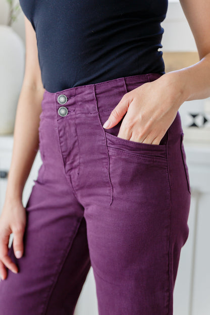 MICA -  High Rise Wide Leg Jeans in Plum