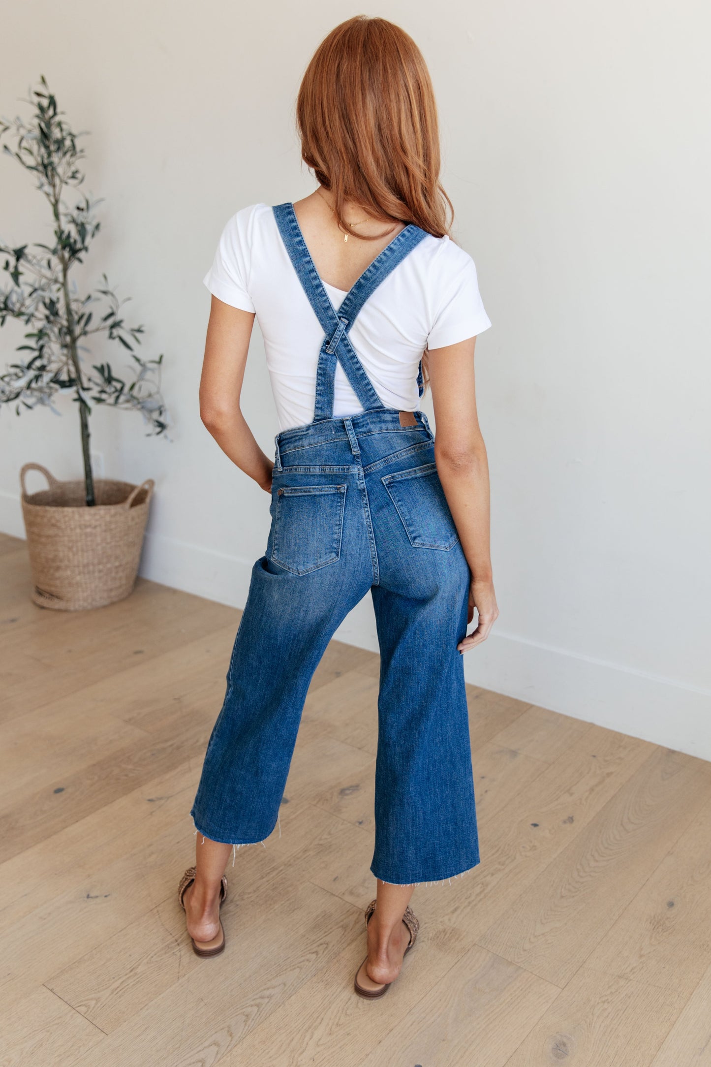 JUDY BLUE Crop Wide Leg Denim Overalls