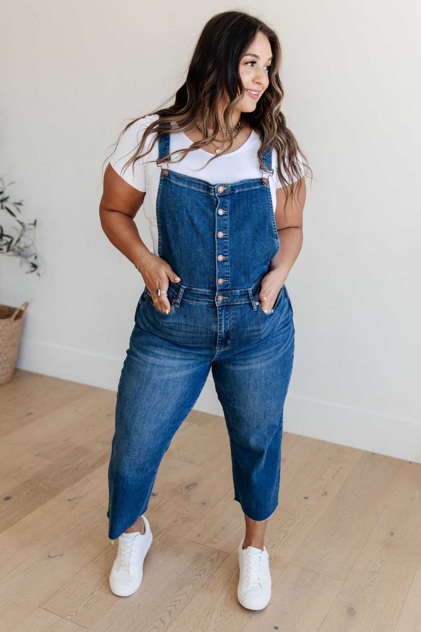 JUDY BLUE Crop Wide Leg Denim Overalls