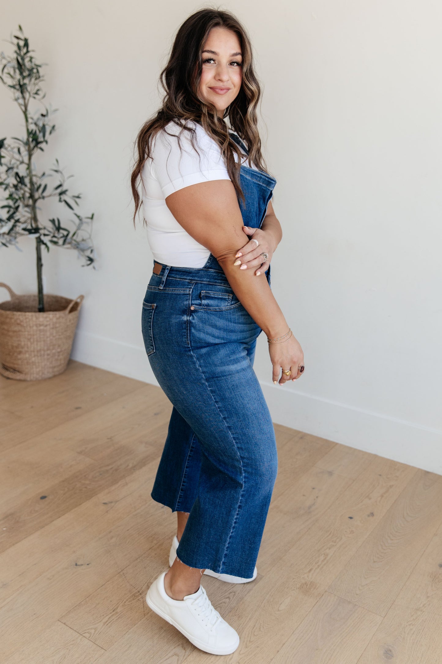 JUDY BLUE Crop Wide Leg Denim Overalls