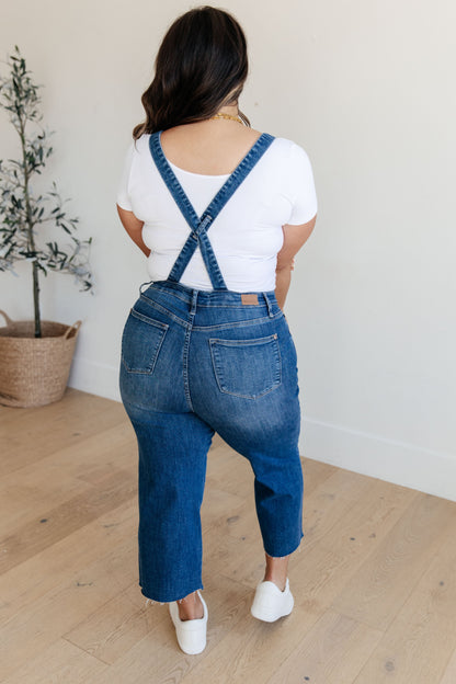 JUDY BLUE Crop Wide Leg Denim Overalls