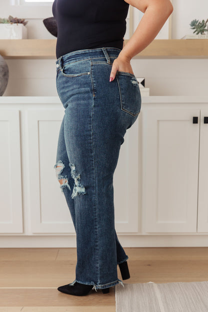 JUDY BLUE 90's Straight Jeans in Dark Wash