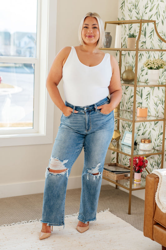 JUDY BLUE - Rose High Rise 90's Straight Jeans in Light Wash