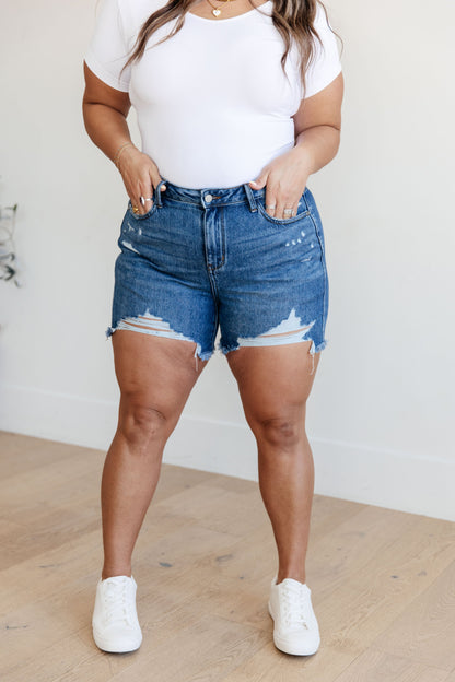 JUDY BLUE Rigid Magic Distressed Cutoff Shorts