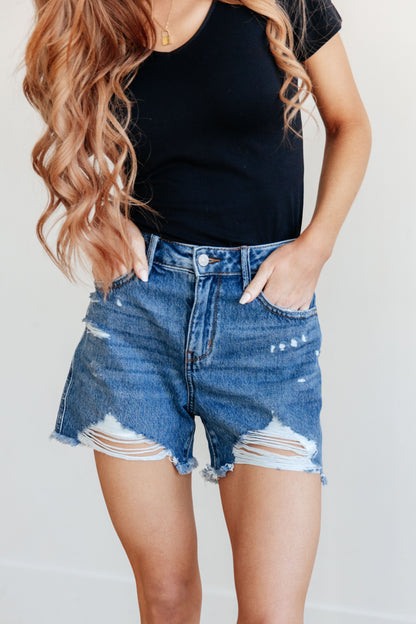 JUDY BLUE Rigid Magic Distressed Cutoff Shorts