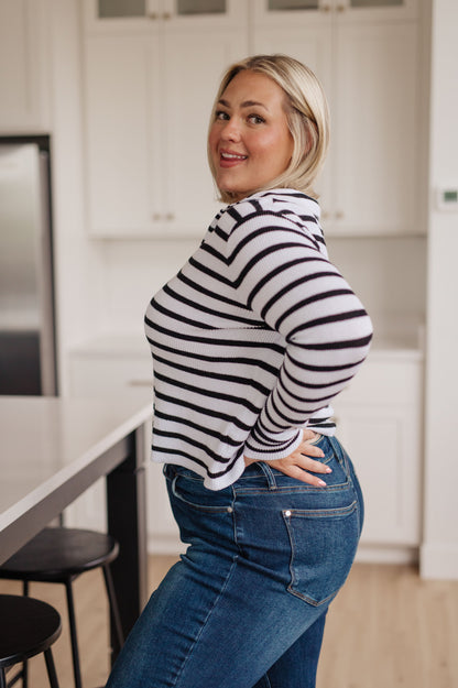 Self Improvement V-Neck Striped Sweater