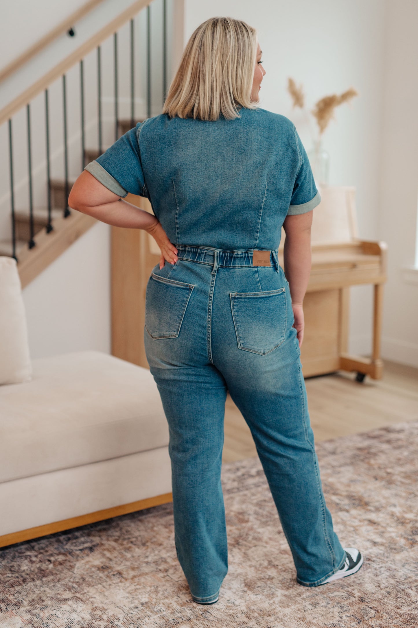 JUDY BLUE -  Short Sleeve Denim Jumpsuit