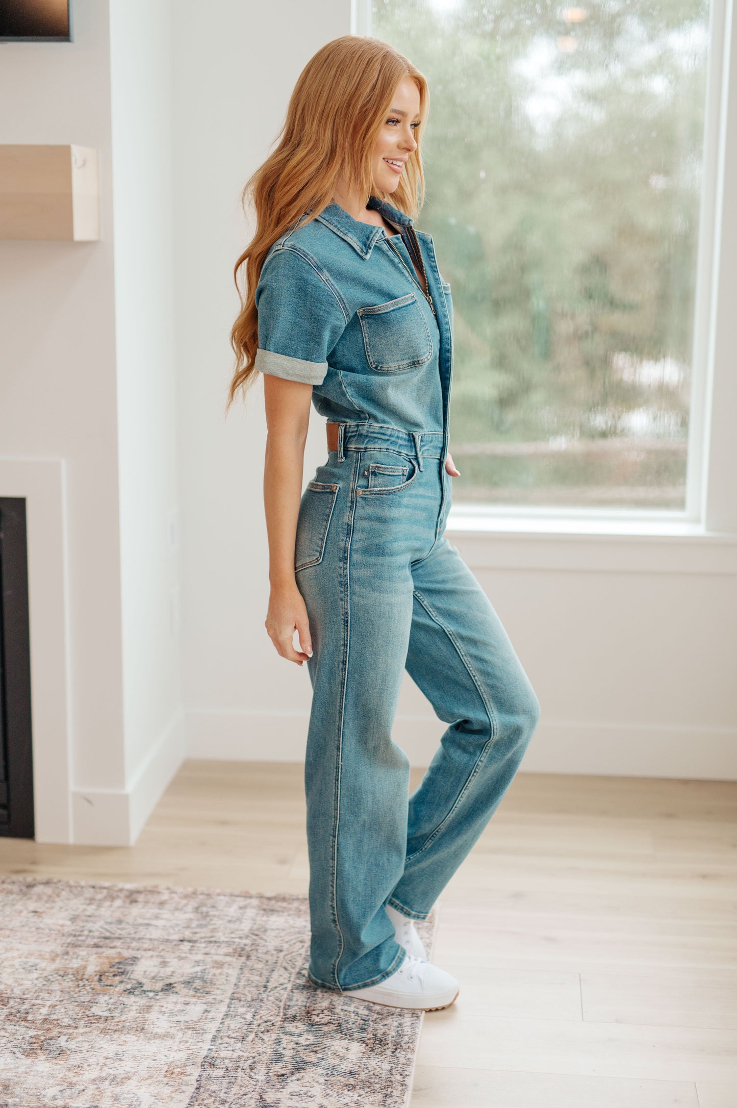 JUDY BLUE -  Short Sleeve Denim Jumpsuit