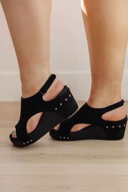 CORKYS  Wedge Sandals in Black Suede