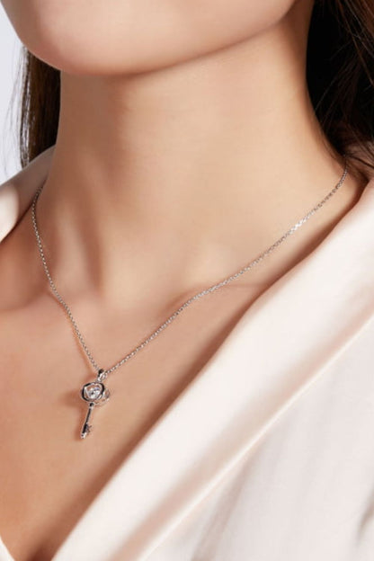 Adored Moissanite Key Pendant Necklace