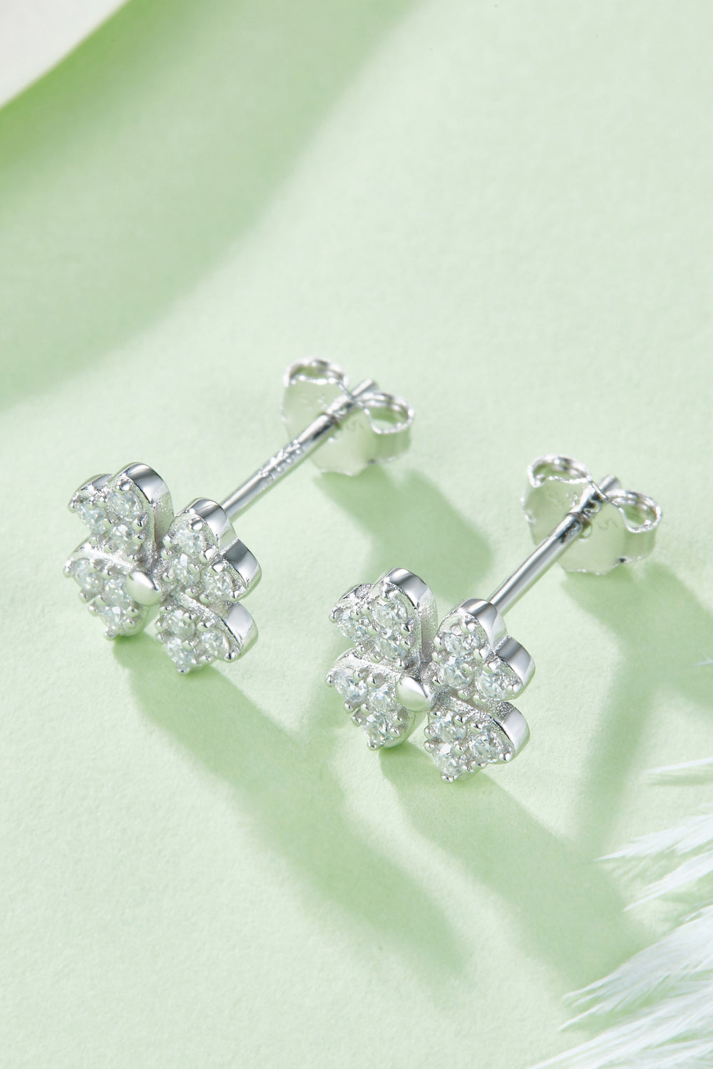 Adored Moissanite Four Leaf Clover Stud Earrings