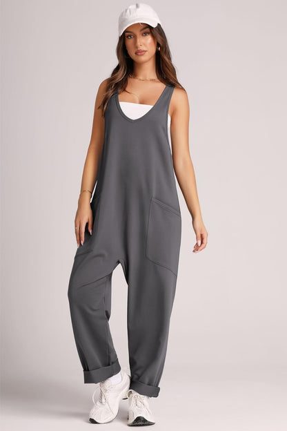 Wide Strap Jumpsuit with Pockets